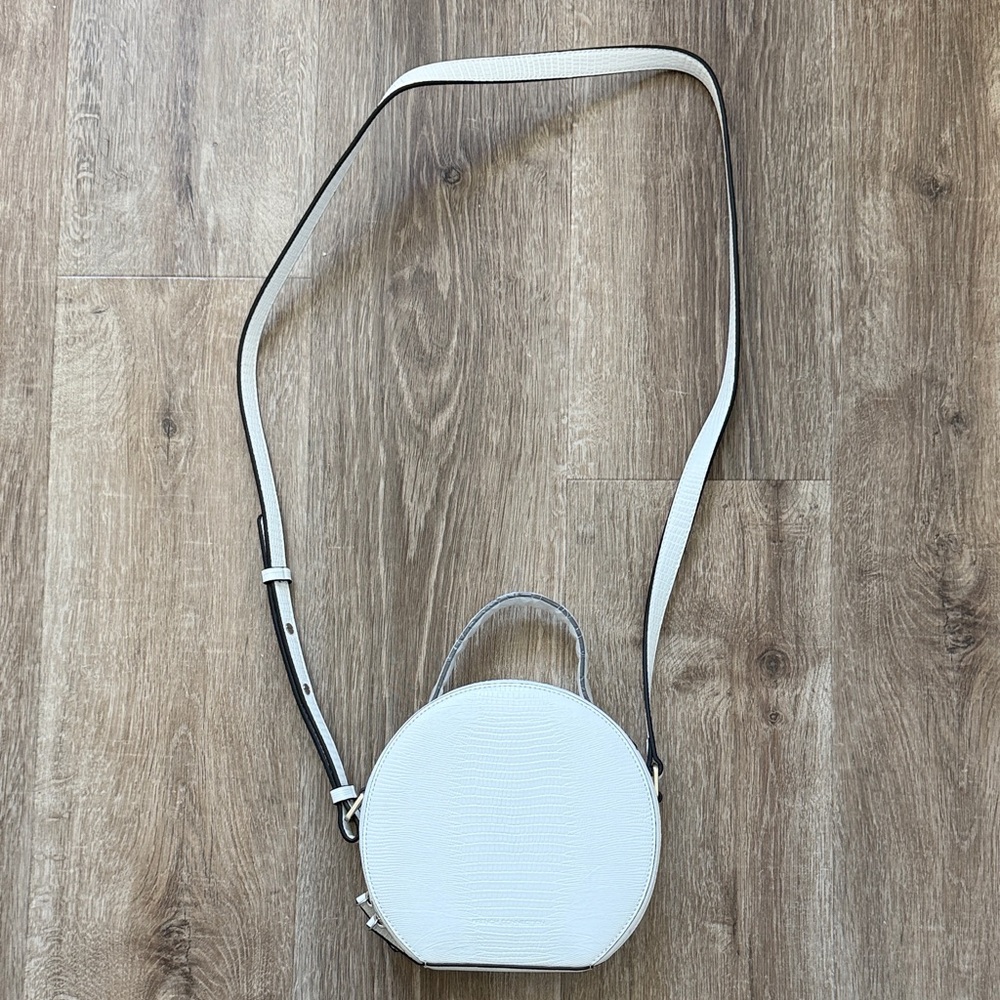 French Connection White Round Crossbody Bag
